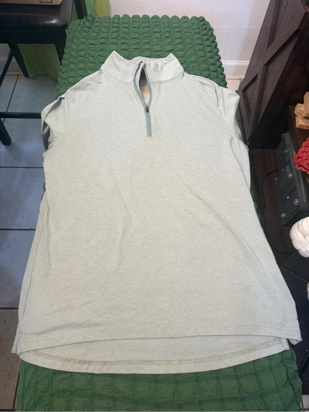 Carhartt Light Sage Sleeveless Quarter-Zip Mock Neck Tank